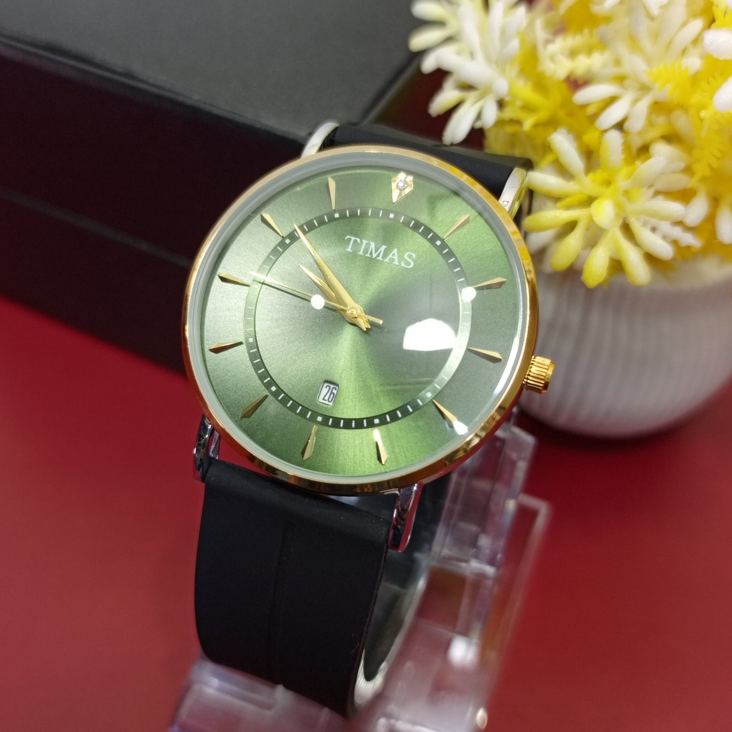 Green Classic Business Class Watch With Date - Timas