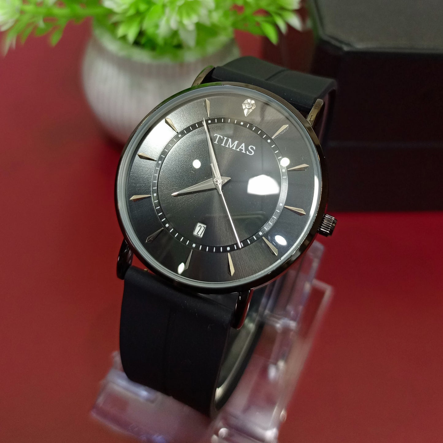 Black Classic Business Class Watch With Date - Timas