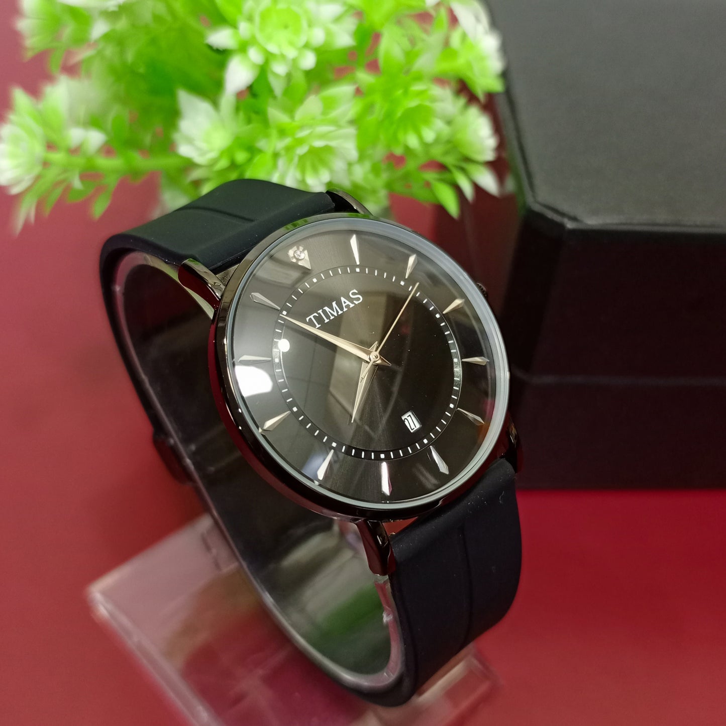 Black Classic Business Class Watch With Date - Timas