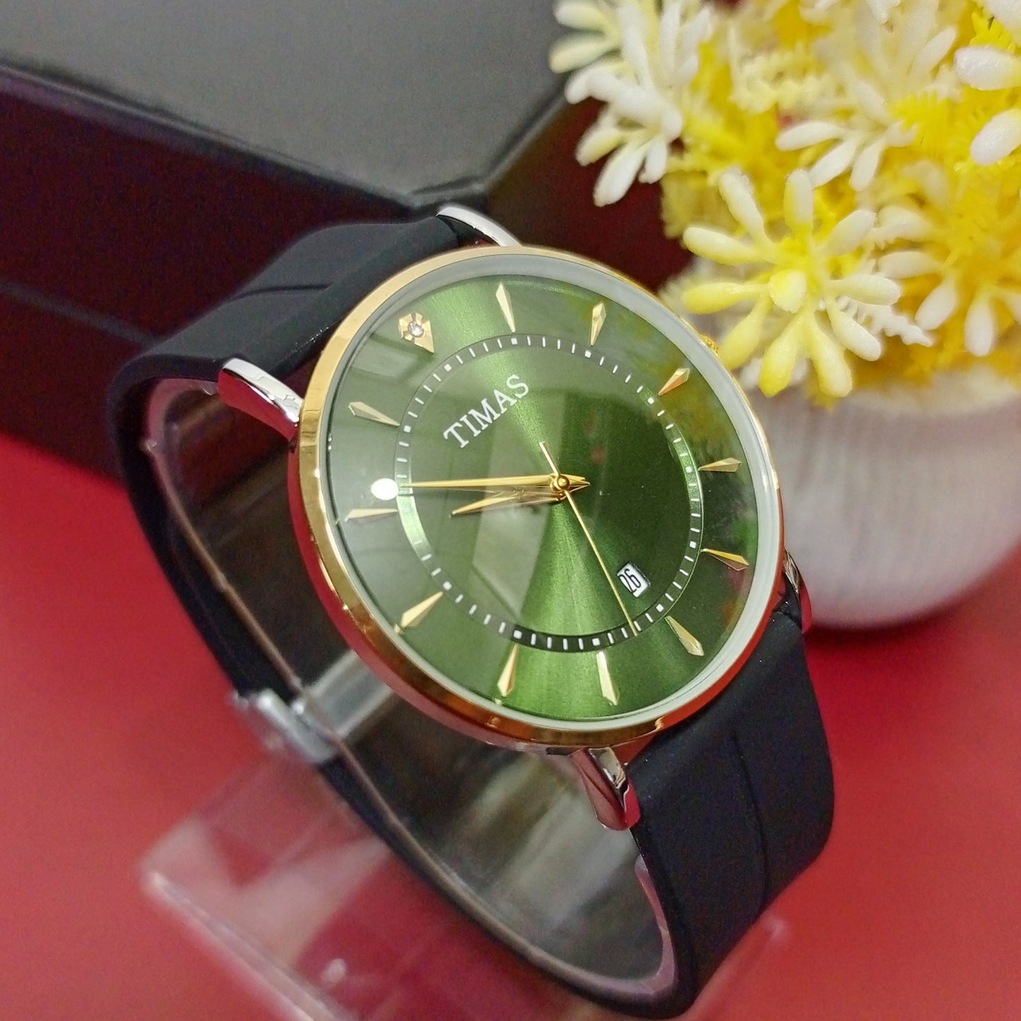 Green Classic Business Class Watch With Date - Timas
