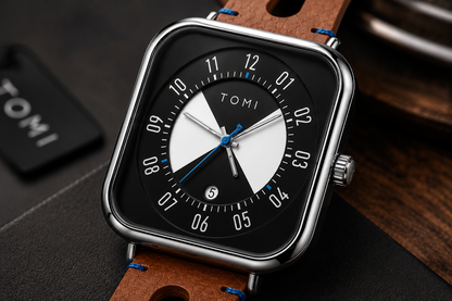 Square Silver Elite Modern Edition With Date - Tomi